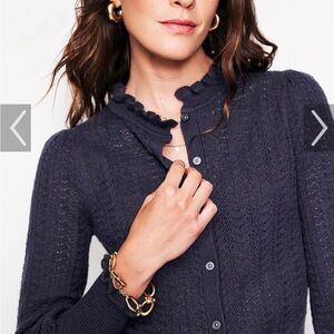 Boden Pointelle Navy blue cardigan, 100% cotton. NWOT, perfect condition.